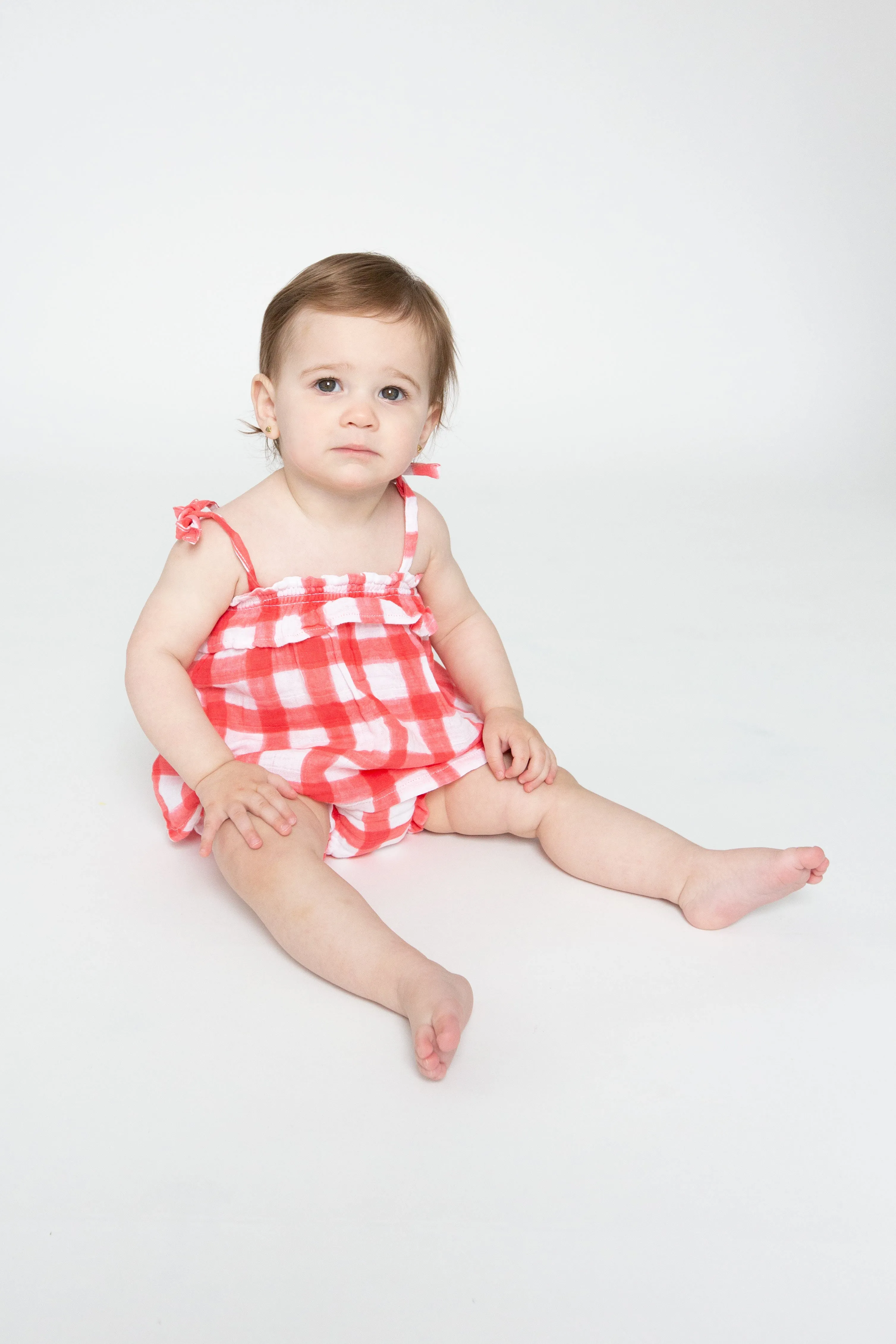 Muslin Ruffle Top & Bloomer w/ Shoulder Tie