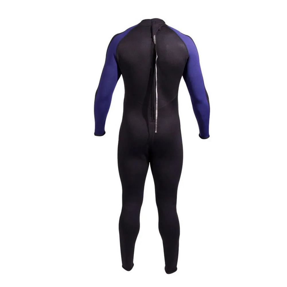 Open Box NeoSport 3/2mm Men’s Neoprene Backzip Jumpsuits-Black/Blue-Medium