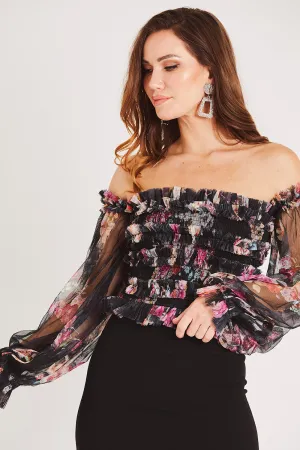 Rolf Top in Black Floral