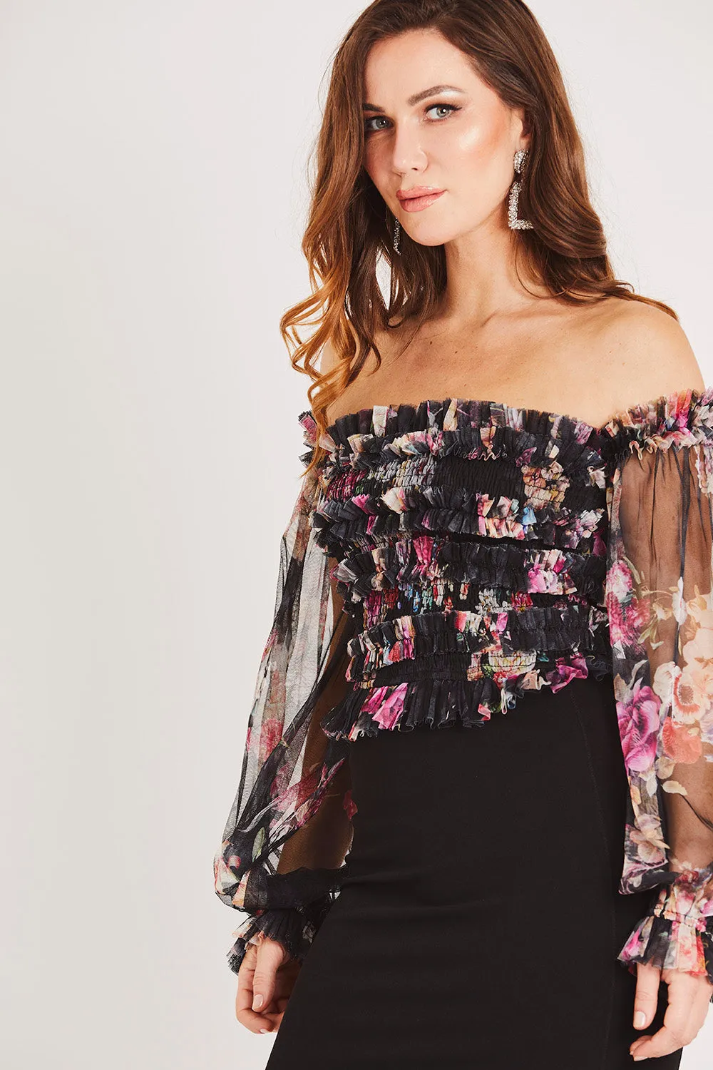 Rolf Top in Black Floral