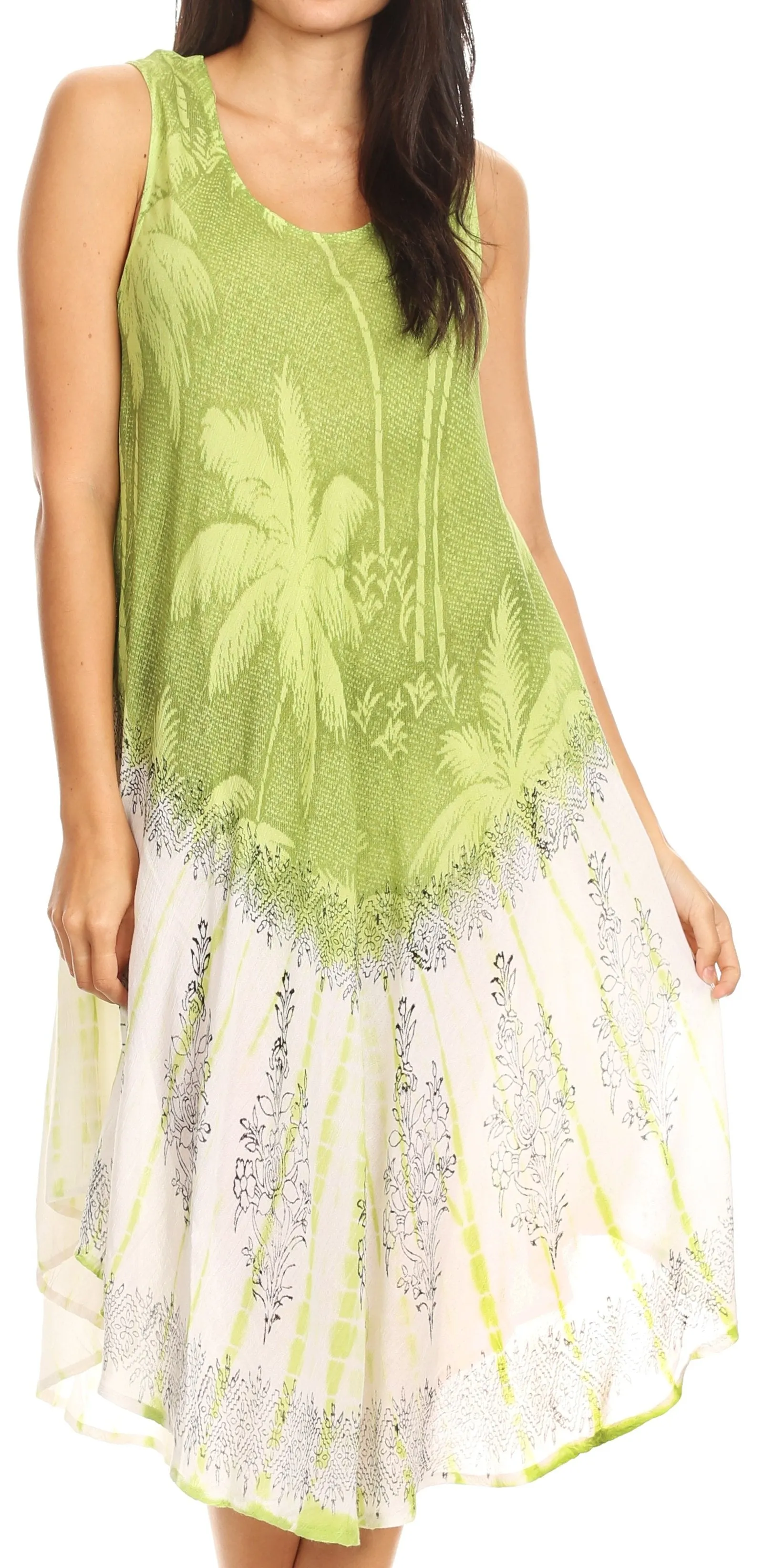 Sakkas Farzana Women Sleeveless Summer Caftan Midi Dress Tie-dye Light and Fresh