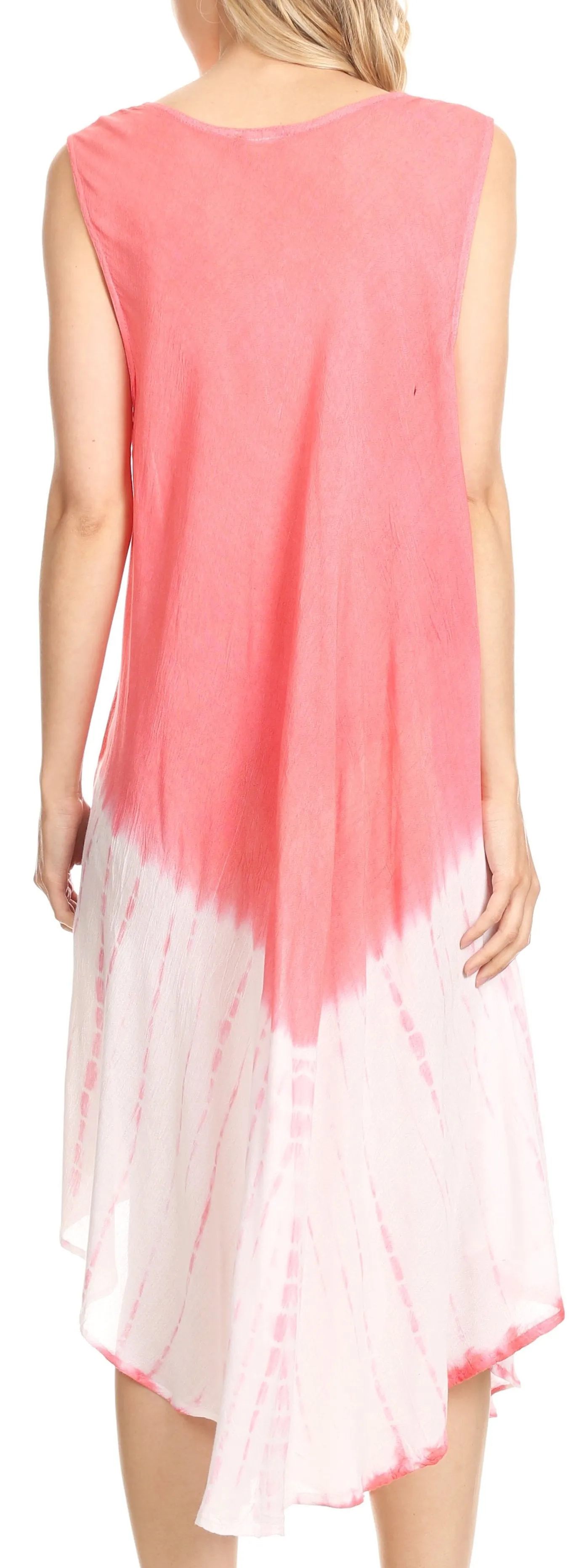 Sakkas Farzana Women Sleeveless Summer Caftan Midi Dress Tie-dye Light and Fresh