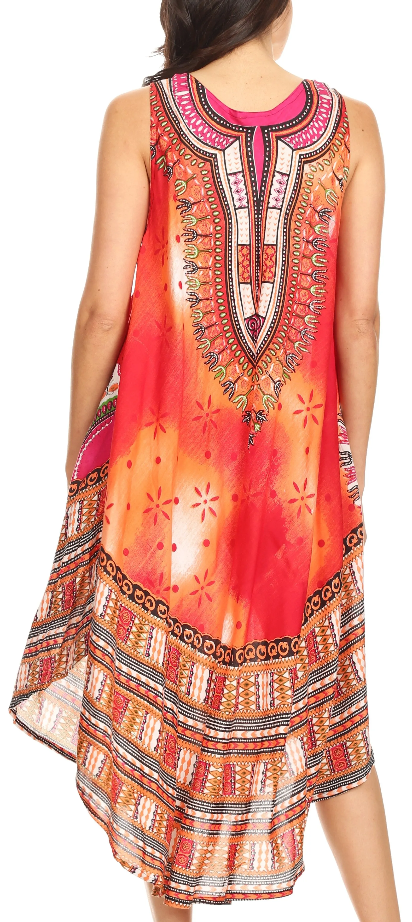 Sakkas Isla  Colorful Dashiki Sleeveless Caftan Dress / Cover up