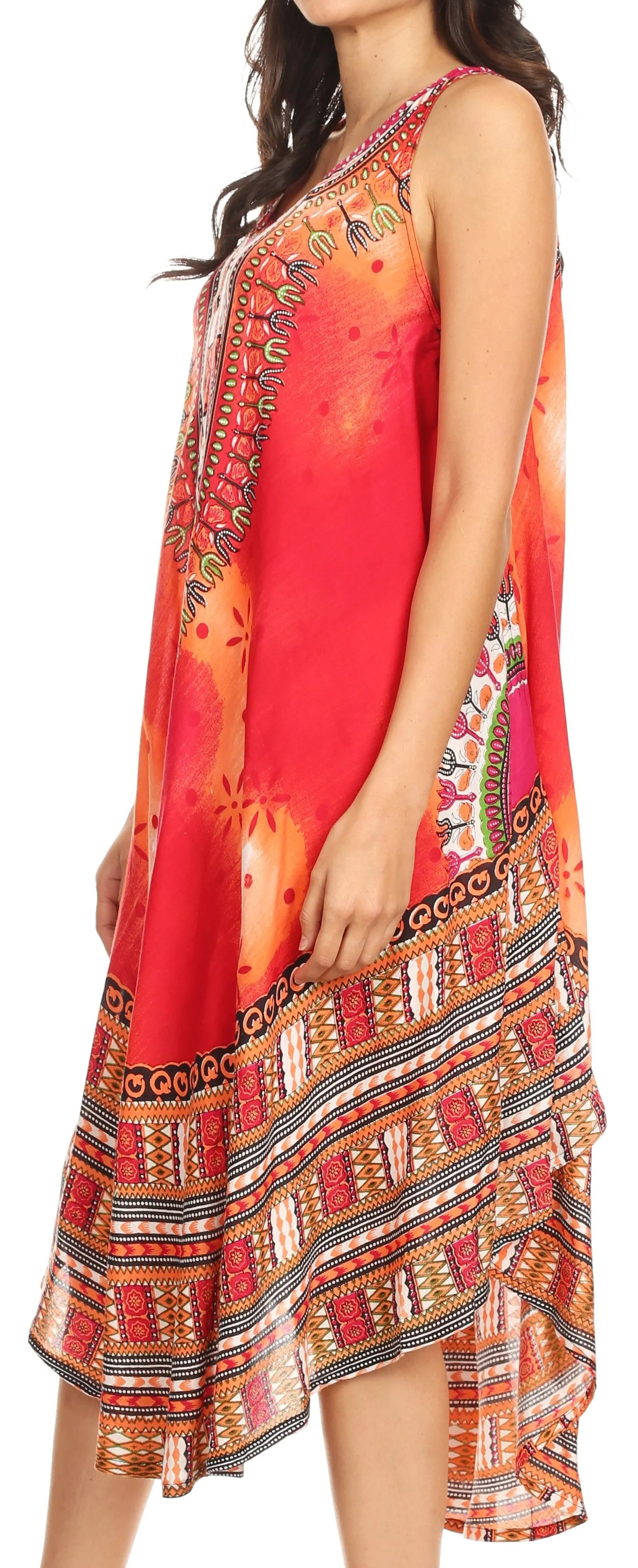 Sakkas Isla  Colorful Dashiki Sleeveless Caftan Dress / Cover up