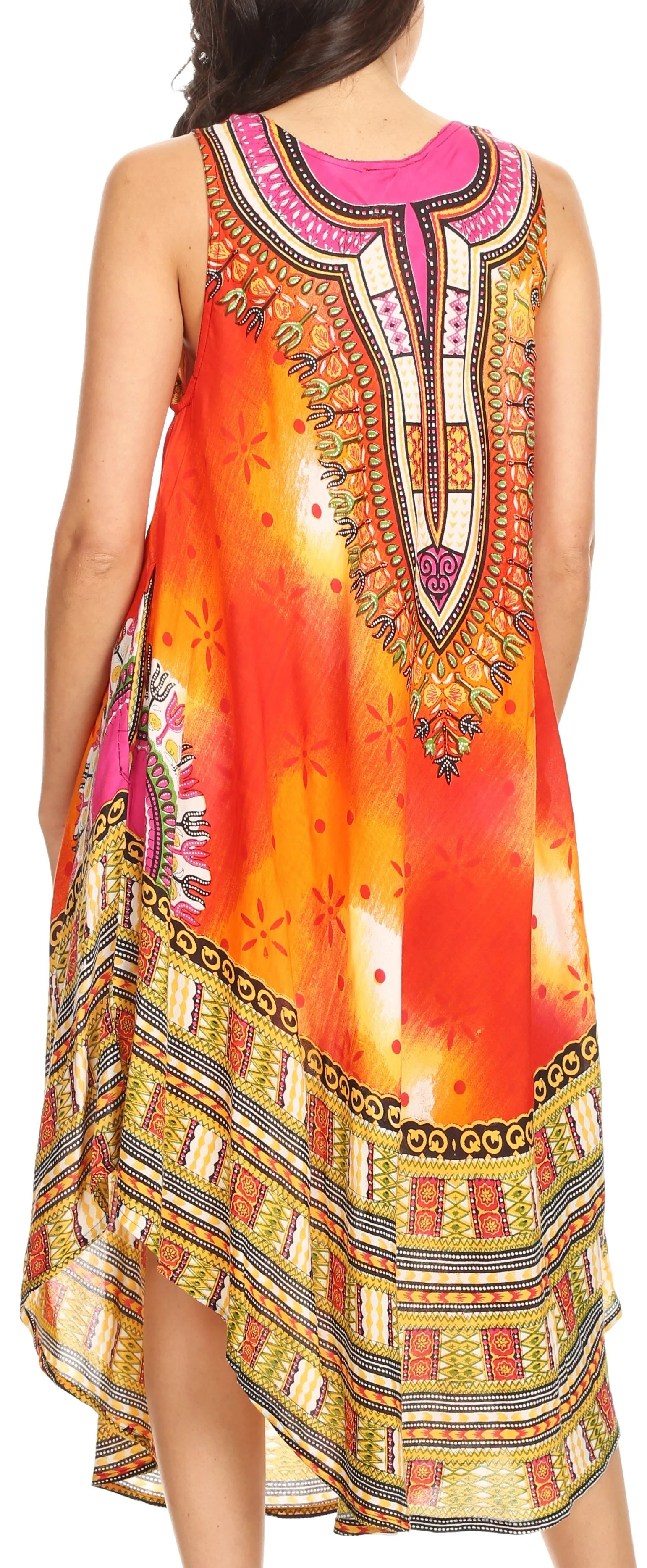 Sakkas Isla  Colorful Dashiki Sleeveless Caftan Dress / Cover up