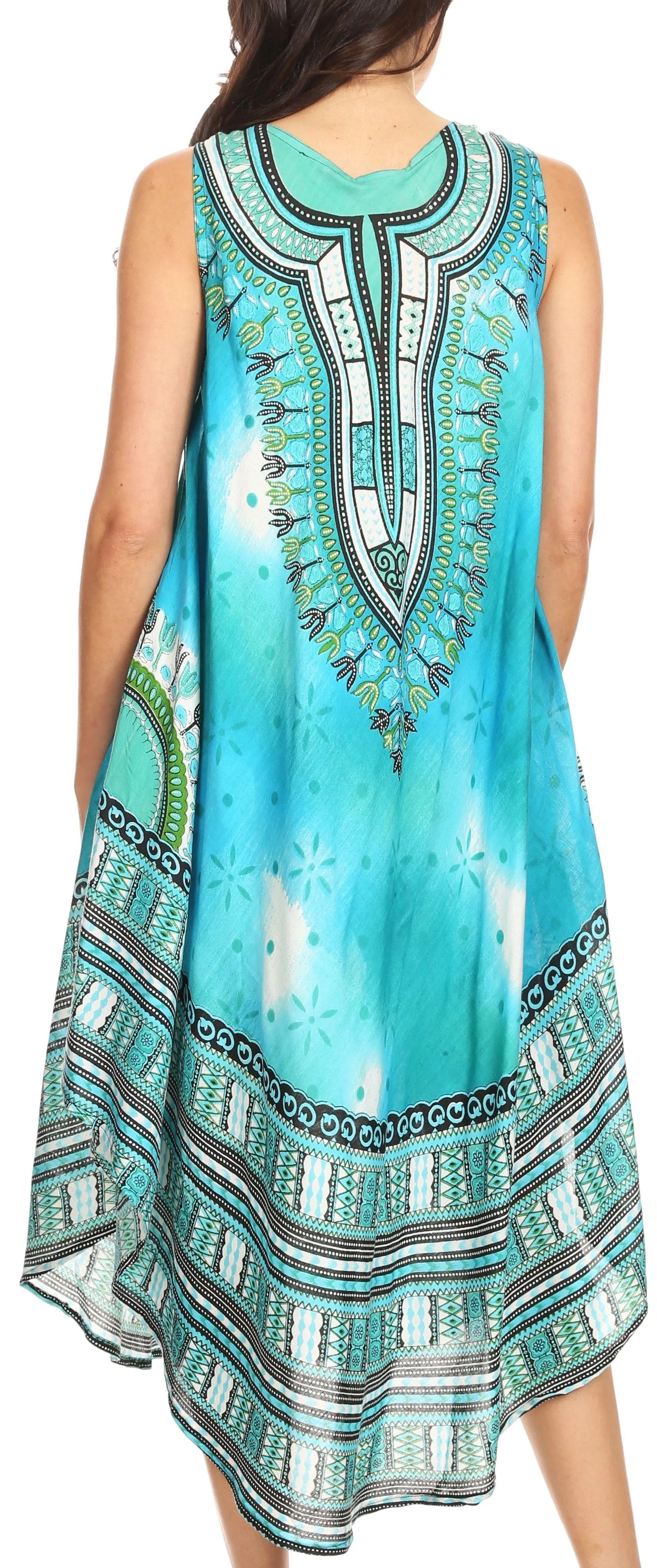 Sakkas Isla  Colorful Dashiki Sleeveless Caftan Dress / Cover up