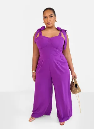 Selma Tie Strap Corset Wide Leg Jumpsuit - Purple