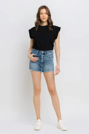 Super High Rise Button Up Stretch Shorts