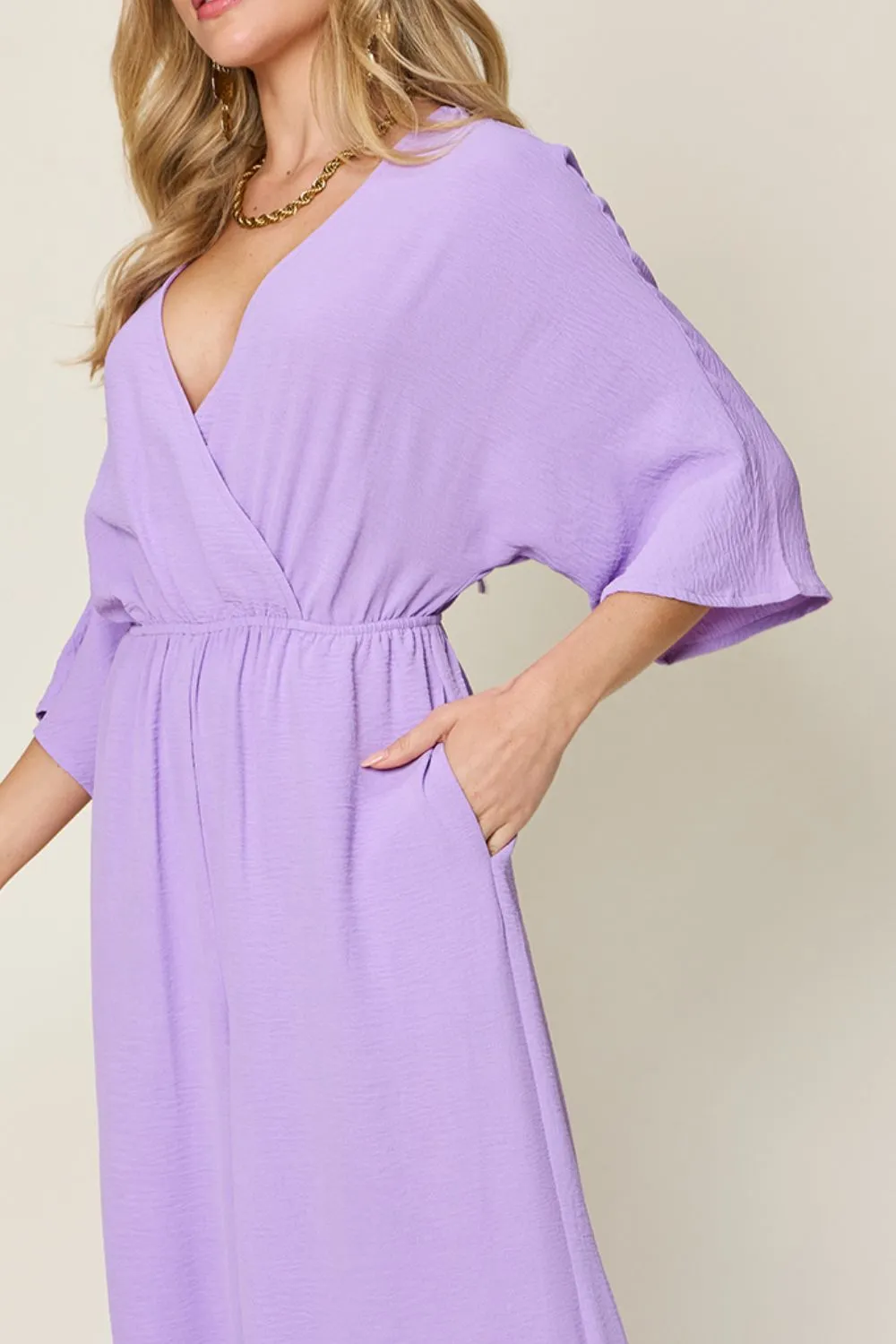 Surplice Wide Leg Jumpsuit with Pockets [Online Exclusive]