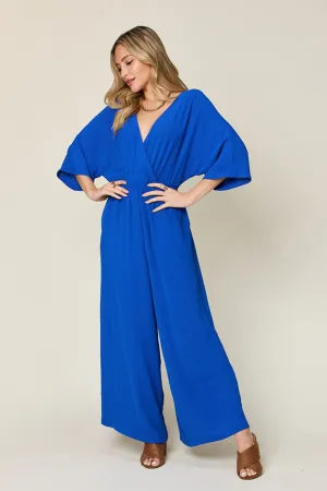 Surplice Wide Leg Jumpsuit with Pockets [Online Exclusive]