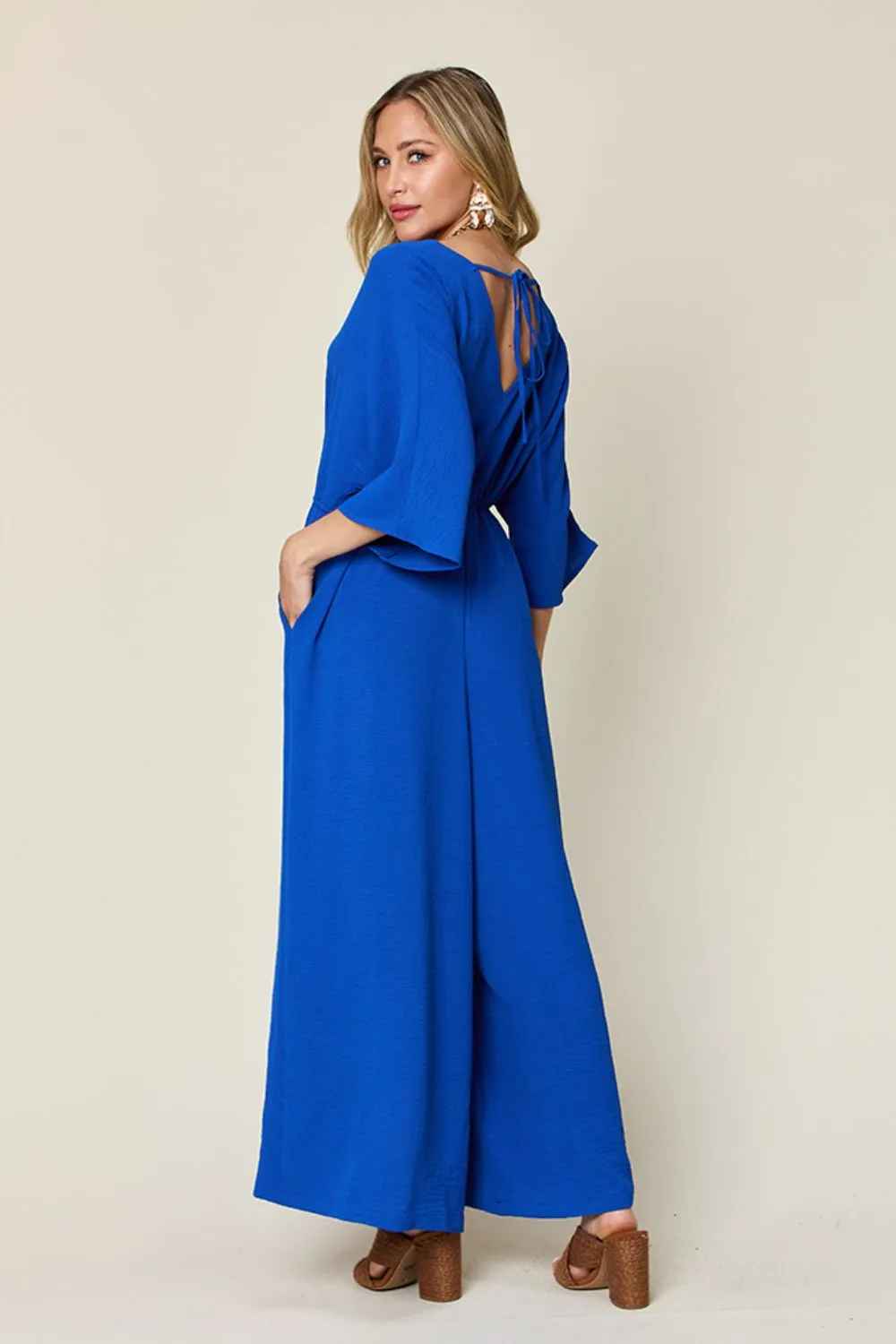 Surplice Wide Leg Jumpsuit with Pockets [Online Exclusive]