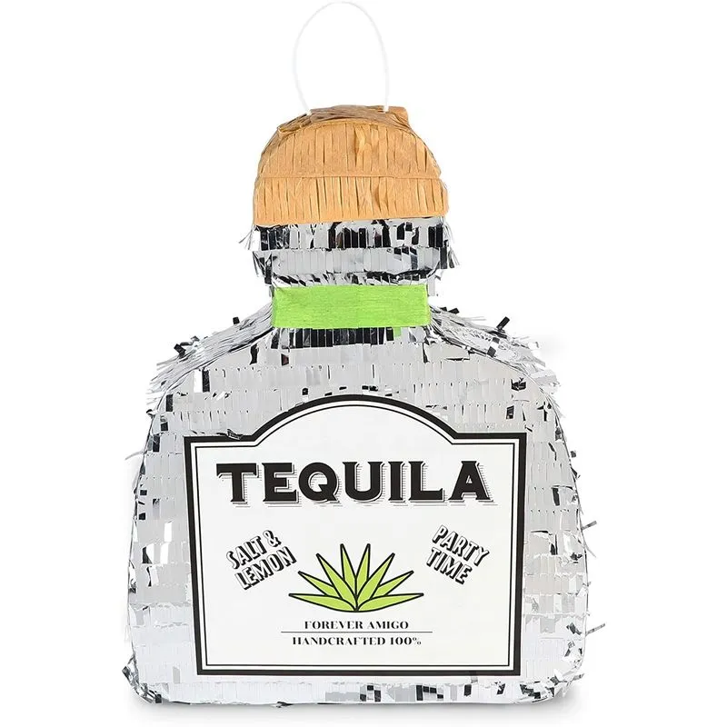 Tequila Bottle Pinata for 21st Birthday Party, Fiesta, Cinco de Mayo (16.5 x 13 In)