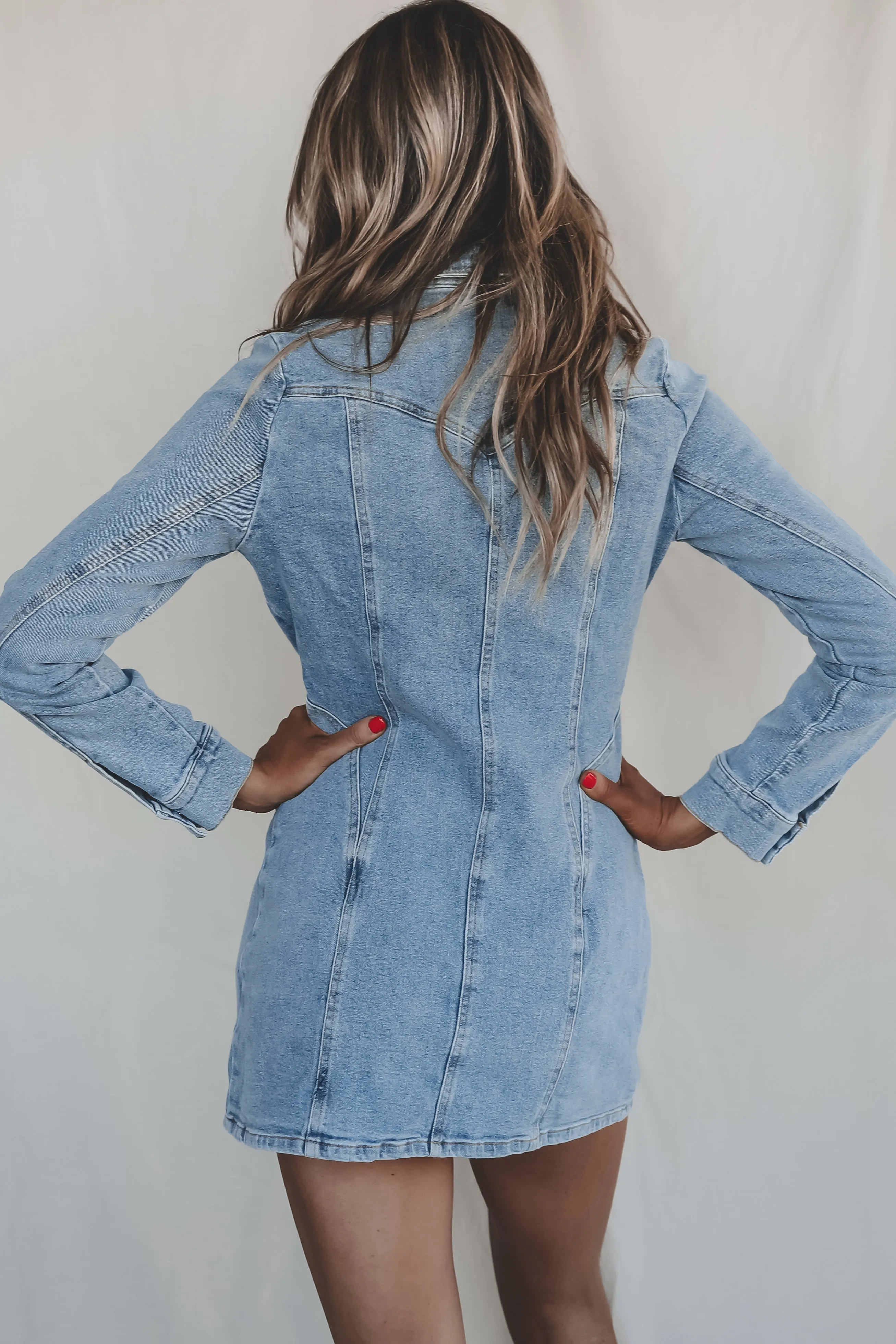 The Main Event Zip Up Denim Dress