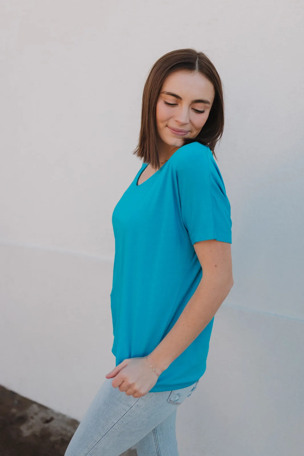 To The Point Blue V-Neck Top