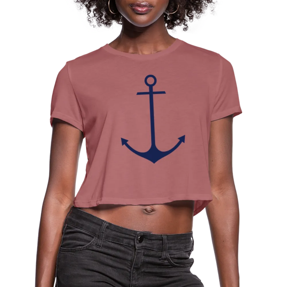 Women's Anchor Cropped Lake Tee, Nautical Tee, Lake Life